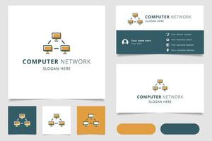 Computer network logo design with editable slogan. Branding book and business card template. vector