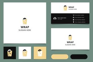 Wrap logo design with editable slogan. Branding book and business card template. vector