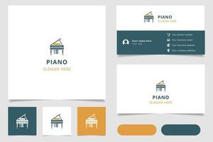 Piano logo design with editable slogan. Branding book and business card template. vector