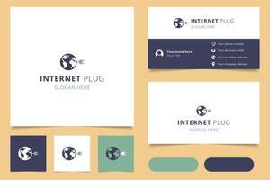 Internet plug logo design with editable slogan. Branding book and business card template. vector