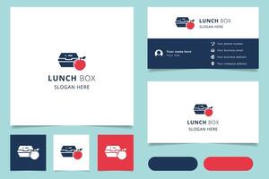Lunch box logo design with editable slogan. Branding book and business card template. vector
