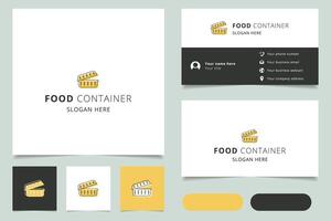 Food container logo design with editable slogan. Branding book and business card template. vector