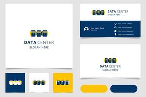 Data center logo design with editable slogan. Branding book and business card template. vector