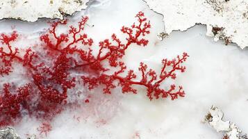 Agar Gelidium from red algae. Red canten on white stone photo