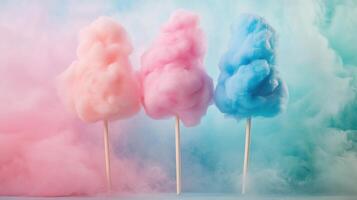 Colorful cotton candy in soft pastel color background photo