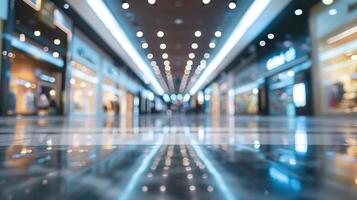 Abstract blur modern shopping mall interior photo