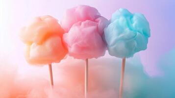 Colorful cotton candy in soft pastel color background photo