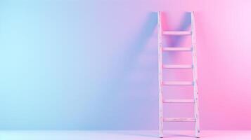Cute ladder resting against an invisible wall photo