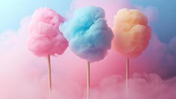 Colorful cotton candy in soft pastel color background photo