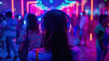 Silent Disco Party with Neon Lights photo
