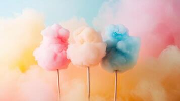 Colorful cotton candy in soft pastel color background photo