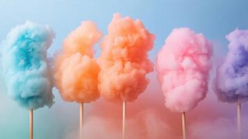 Colorful cotton candy in soft pastel color background photo