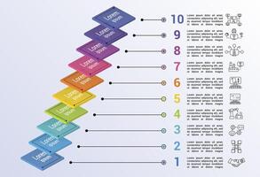 Infographic Industry 4.0 template. Icons in different colors. Include Industry 4.0, Blockchain, Automation, Manufacturing and others. vector