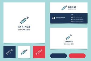 Syringe logo design with editable slogan. Branding book and business card template. vector
