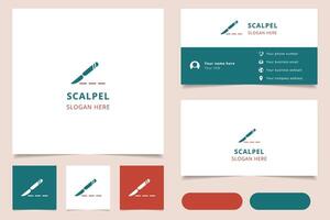 Scalpel logo design with editable slogan. Branding book and business card template. vector