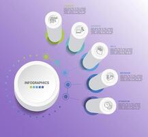 Infographic Teamwork template. Icons in different colors. Include Teamwork, Trust, Vision, Planning and others. vector
