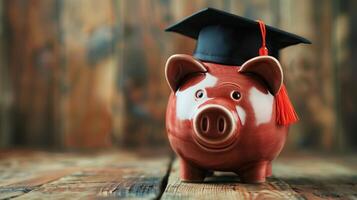 piggy bank With Graduation Cap photo