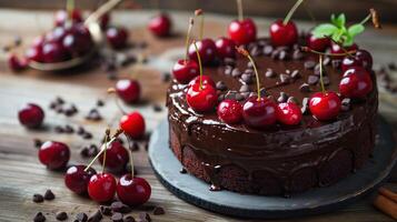 chocolate cake with cherries on memorial day photo