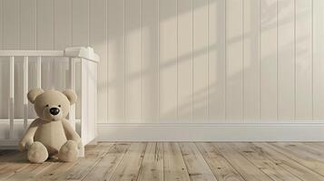 Wood empty surface and baby room as background photo