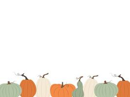 White background with pumpkins at the bottom and copy space for text. Ideal for harvest festival or Thanksgiving themes vector
