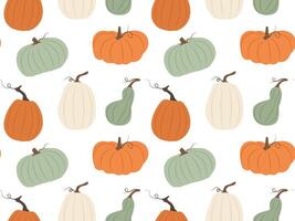 Seamless pattern of colorful pumpkins. Autumn background with vegetables vector
