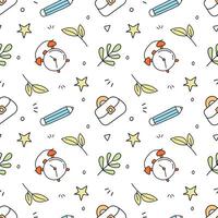 Back to school seamless pattern in doodle style. vector