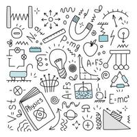 Physics set of doodle elements. , isolated vector