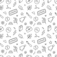 Back to school seamless pattern in doodle style. vector