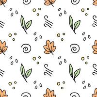 Autumn leaves seamless pattern. isolated on white background vector