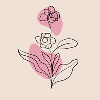 Hand drawn flat design simple flower outline vector