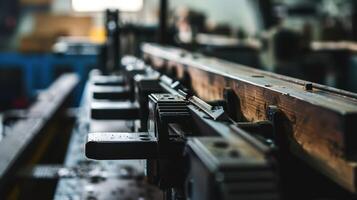 Close Up Of Metal Industrial Machine Parts In A Factory photo
