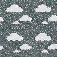 Cute kids seamless pattern with rain and clouds. Illustration of rainy weather. Background and print with autumn rainfall. vector