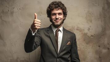 A businessman shows the OK sign photo
