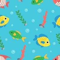 Fish and algae. Seamless pattern vector