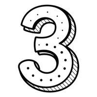 a minimalistic traced number 3 letter having dotted outline on white background vector