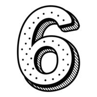 a minimalistic traced number 6 letter having dotted outline on white background vector
