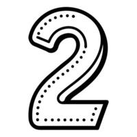 Minimalistic Dotted Outline Number 2 on White Background vector