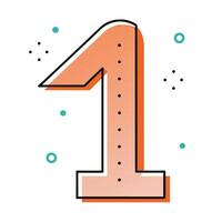 a minimalistic traced number 1 letter having dotted outline on white background vector