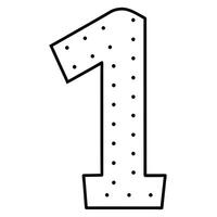 a minimalistic traced number 1 letter having dotted outline on white background vector