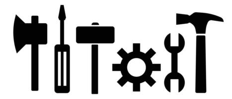 Tool silhouette icon set. Work tools. vector