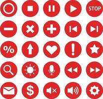 A set of red icons that can be used for various scenes. vector
