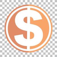 Orange dollar sign coin icon. vector