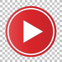Play button icon in red vector