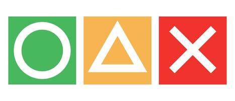 Set of icons with circle, triangle and cross. vector