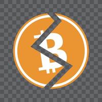 Icon of bitcoin, a virtual currency, in a rotating arrow. vector