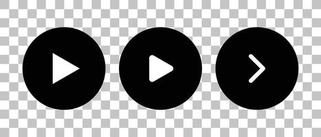 Set of black circle play button icons vector