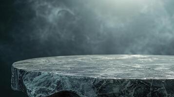 empty grey marble tabletop with dark stone background photo