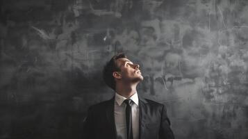Businessman thinking towards a goal photo