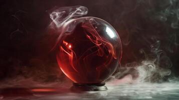 Empty crystal ball for future prediction with smoke photo