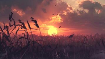 sunset in the field photo